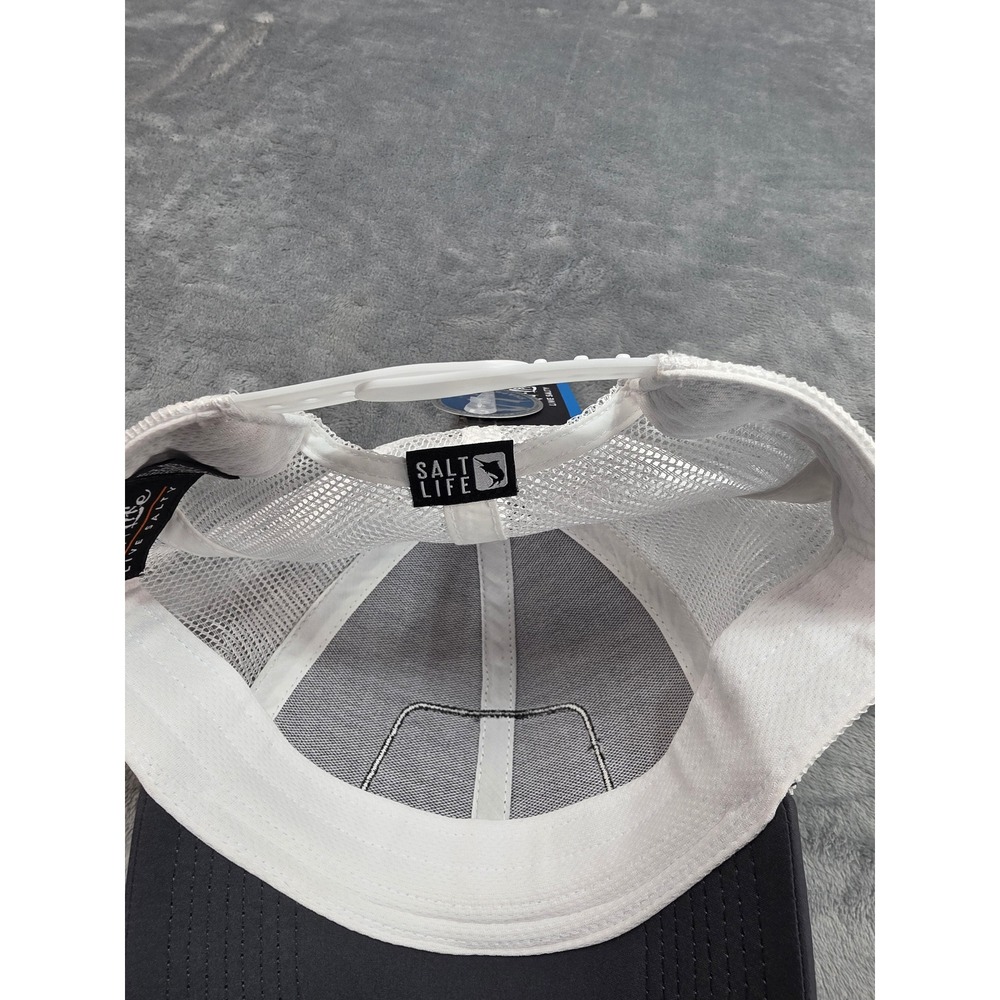 NWT Salt Life Mens Trucker Hat Charcoal Grey White Mesh Snapback Marlin Patch - Picture 6 of 7